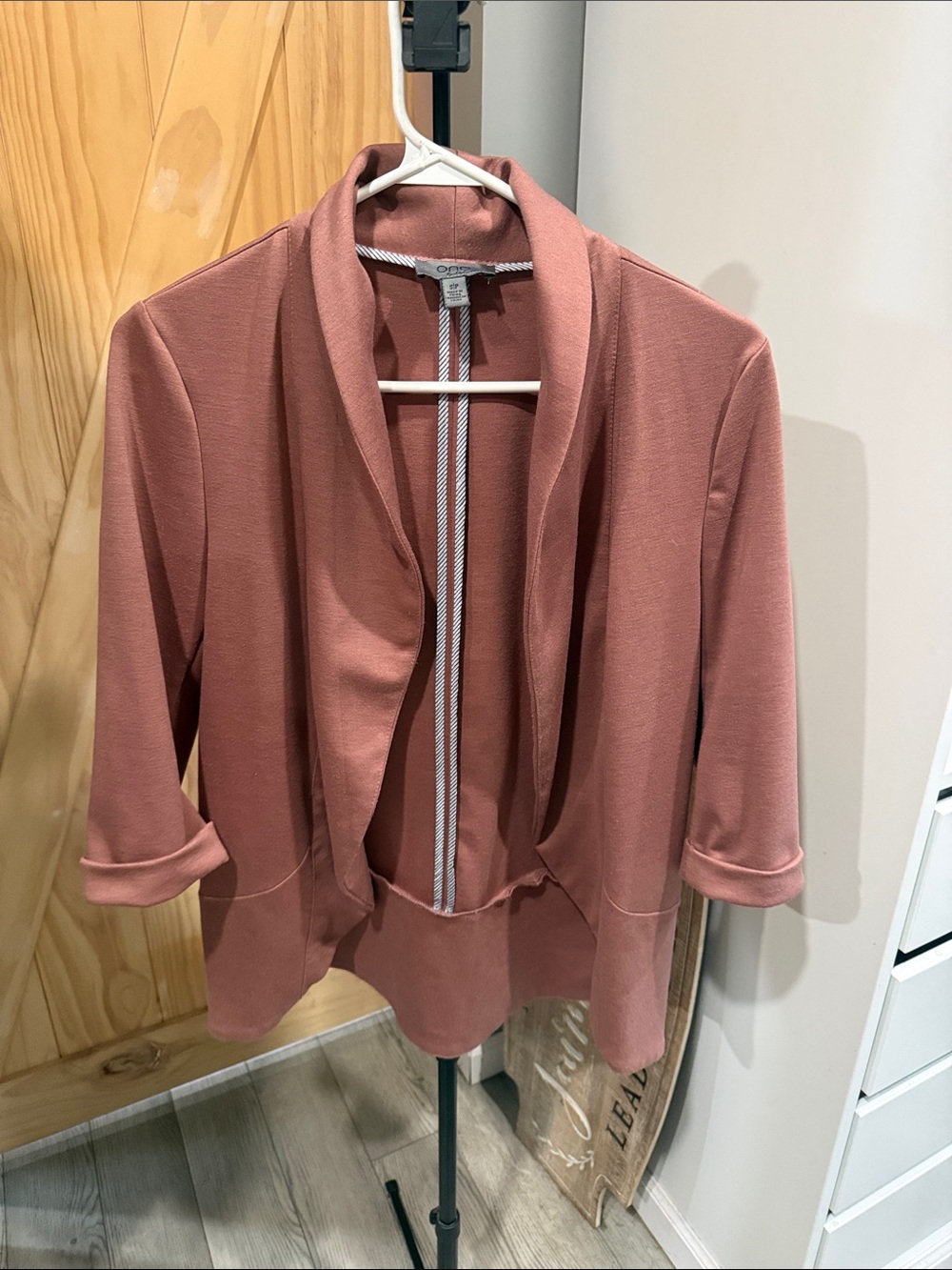 Open-Front Blazer Jacket in Dusty Rose by